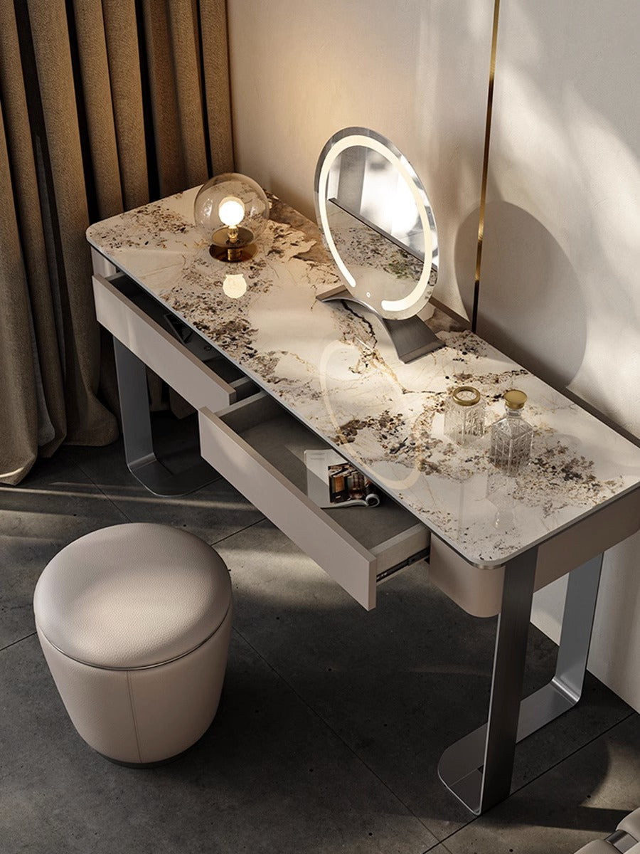 Kirsten Dressing Table with LED Mirror, Marble Top