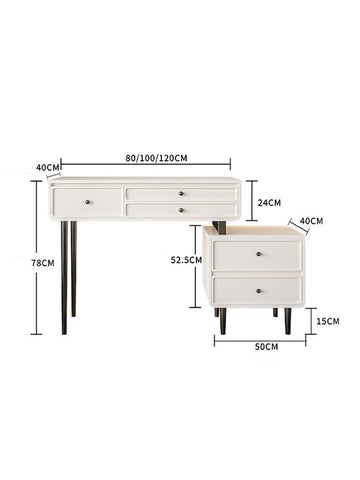 Kenny white dressing table with LED mirror and stool