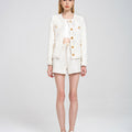 Botton-embellished Braided-trim Tweed Jacket