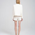 Botton-embellished Braided-trim Tweed Jacket