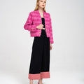 Turn-up Wide-leg High-rise Suit Trousers