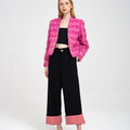 Double-breasted V-neck Braided-tweed Jacket