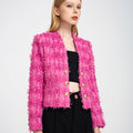 Double-breasted V-neck Braided-tweed Jacket