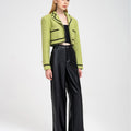Notched Lapel Ribbon-trimmed Wool-blend Tweed Jacket