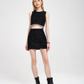 Metallic-thread Cotton-blend Tweed Mini Skirt