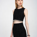 Metallic-thread Cotton-blend Tweed Mini Skirt