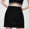 Metallic-thread Cotton-blend Tweed Mini Skirt