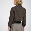Notched Lapel Cropped Stippled Chevron Jacket
