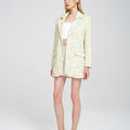 Notched Lapel Cotton-blend Tweed Jacket