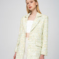 Notched Lapel Cotton-blend Tweed Jacket