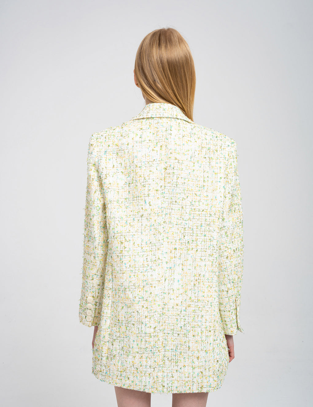 Notched Lapel Cotton-blend Tweed Jacket