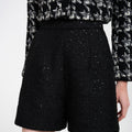 Sequin-embellished High-rise Tweed Shorts