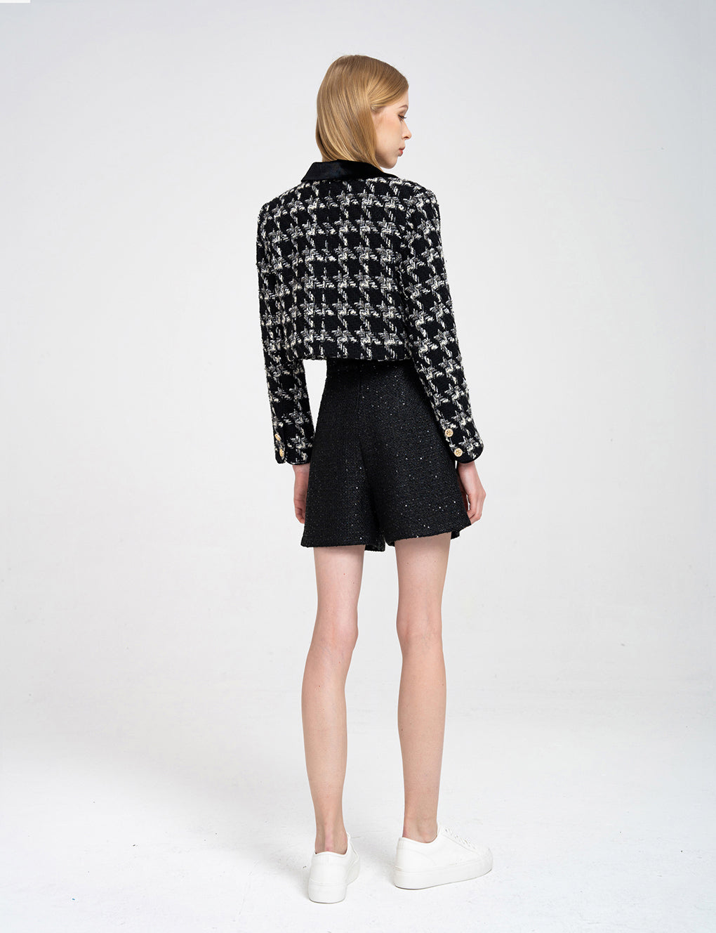 Sequin-embellished High-rise Tweed Shorts