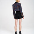 Cropped Velvet-trimmed V-neck  Bouclé-tweed Jacket
