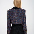 Cropped Velvet-trimmed V-neck  Bouclé-tweed Jacket