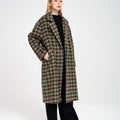 Leisure Plaid Pattern Double-breasted Wool-blend Overcoat