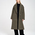 Leisure Plaid Pattern Double-breasted Wool-blend Overcoat