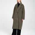 Leisure Plaid Pattern Double-breasted Wool-blend Overcoat