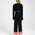 Turn-up Wide-leg High-rise Suit Trousers
