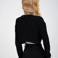 Cropped Cherry-embellished Cable-knit Wool-blend Cardigan
