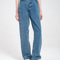 Floral-embroidered High-rise Straight-leg Jeans