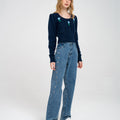 Cropped Floral-embroided Cable-knit Wool-blend Sweater