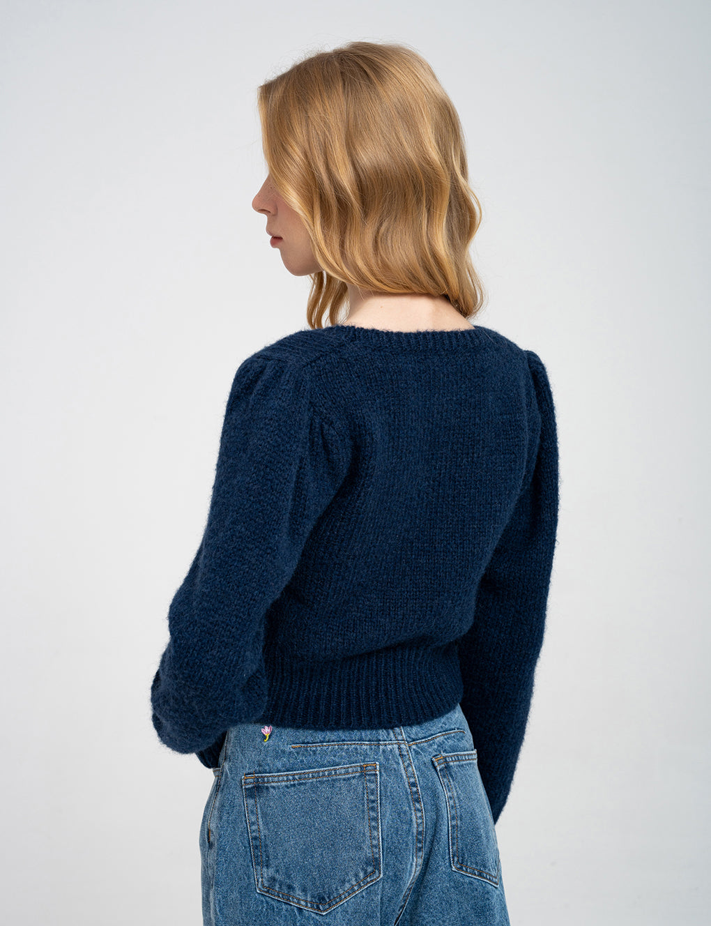 Cropped Floral-embroided Cable-knit Wool-blend Sweater