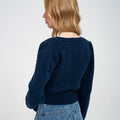 Cropped Floral-embroided Cable-knit Wool-blend Sweater