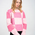 Two-color Block Stretch Wool-blend Pullover Jumper