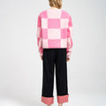Two-color Block Stretch Wool-blend Pullover Jumper