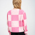 Two-color Block Stretch Wool-blend Pullover Jumper