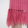 Fringed Ribbed High-waisted Midi Dress