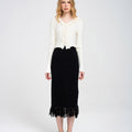 Fringed Ribbed High-waisted Midi Dress