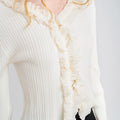V-neck Lace-trimmed Knitted Cardigan