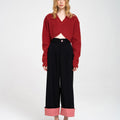 Ribbed Dropped-waist Knit Cardigan