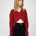 Ribbed Dropped-waist Knit Cardigan