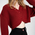 Ribbed Dropped-waist Knit Cardigan