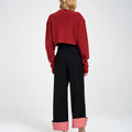 Turn-up Wide-leg High-rise Suit Trousers