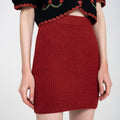 Ribbed High-waist Knitted Mini Skirt