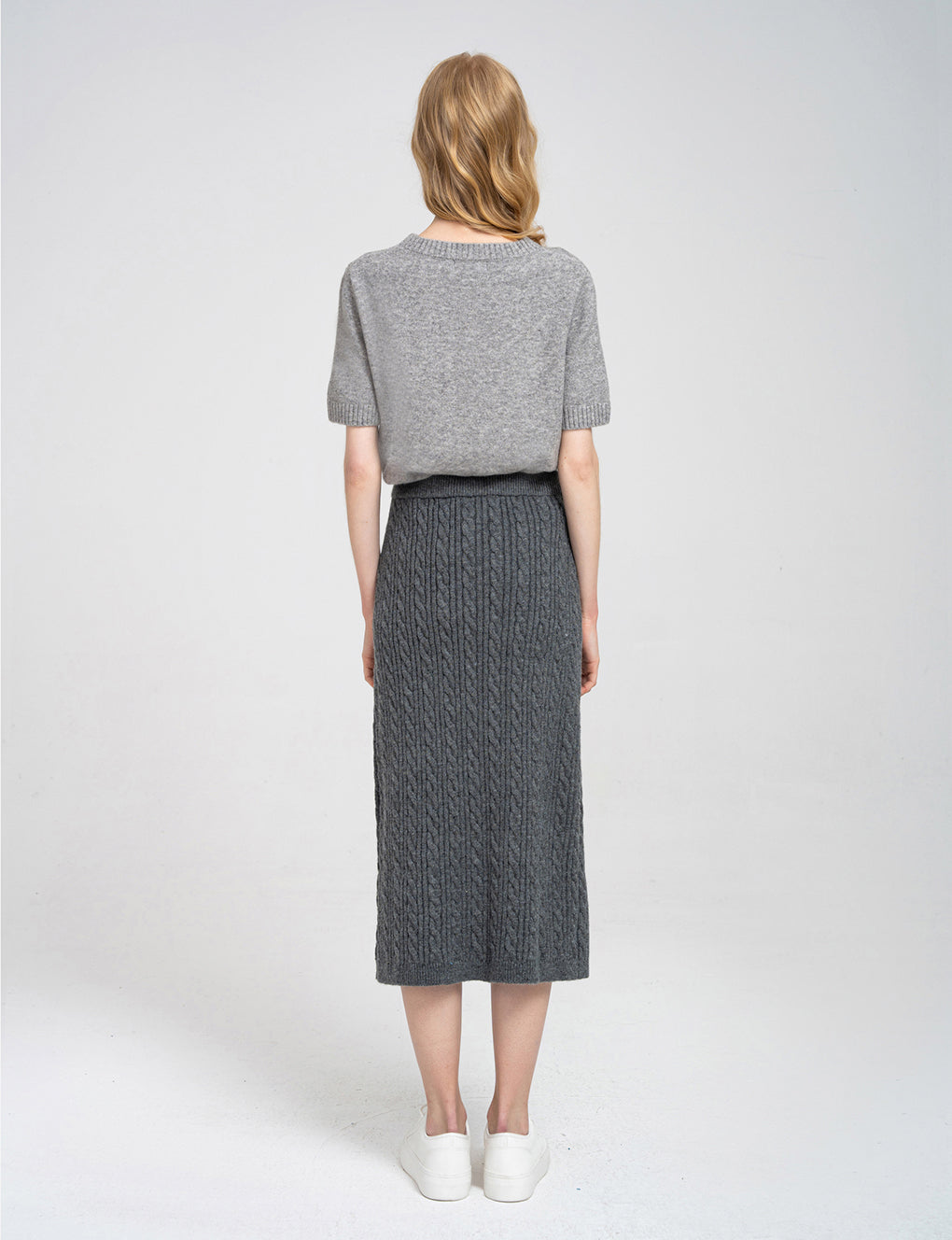 Cable-knit High-rise Midi Dress