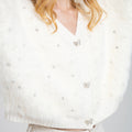Rhinestone-embellished Imitation Mink Fur Cardigan