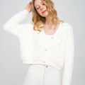 Rhinestone-embellished Imitation Mink Fur Cardigan