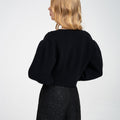 Cropped Bow-embellished Dropped Shoulder Heart-design Button-embellished Cardigan