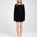 Cropped Cherry-embellished Cable-knit Jumper