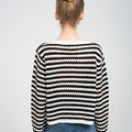 Striped Cut-outs Design Cable Knit Cardigan