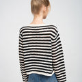 Striped Cut-outs Design Cable Knit Cardigan