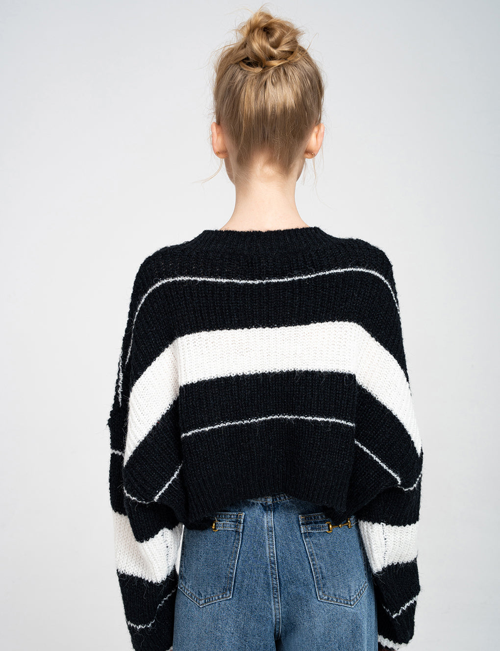 Striped Cropped Chunky Knit Jumper