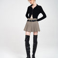 Cropped Ribbed Two-Way Zip-Trimmed Knit Cardigan