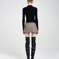 Cropped Ribbed Two-Way Zip-Trimmed Knit Cardigan