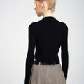 Cropped Ribbed Two-Way Zip-Trimmed Knit Cardigan